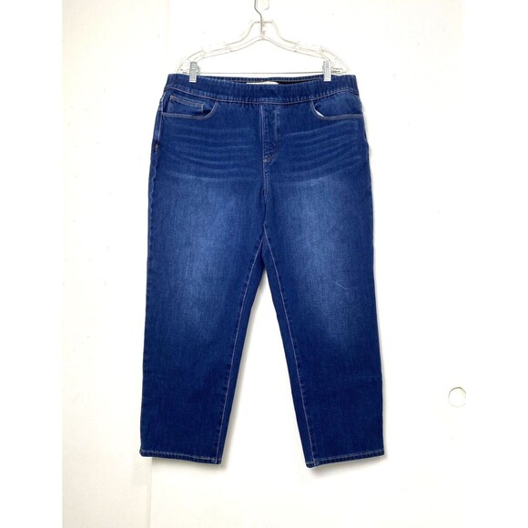 Soft Surroundings Denim Jeans Women Size XL Dark Blue Pull On High Rise Jegging - Picture 1 of 15